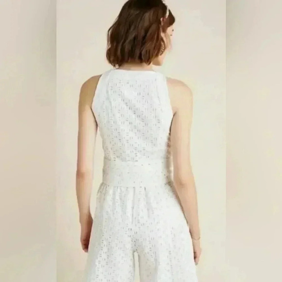 Anthropologie Belted Eyelet Lace Button Front Romper-size 10-NWOT-Never worn🤍 - Picture 9 of 9